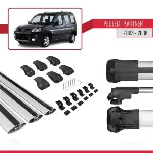 Peugeot Partner 2003-2008 Arası ile uyumlu ACE-1 Ara Atkı Tavan Barı GRİ 3 ADET BAR thumb 5