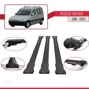 Peugeot Partner 1996-2003 Arası ile uyumlu FLY Model Ara Atkı Tavan Barı SİYAH 3 ADET BAR - Görsel 5