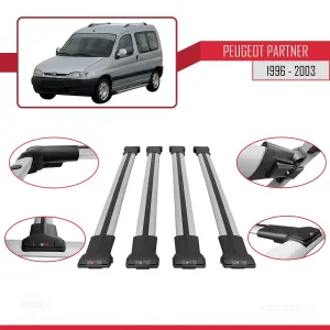Peugeot Partner 1996-2003 Arası ile uyumlu FLY Model Ara Atkı Tavan Barı GRİ 4 ADET BAR - Görsel 5