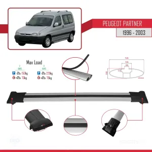 Peugeot Partner 1996-2003 Arası ile uyumlu FLY Model Ara Atkı Tavan Barı GRİ - Görsel 4