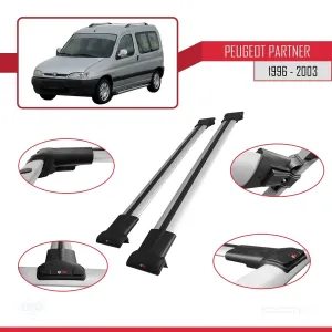 Peugeot Partner 1996-2003 Arası ile uyumlu FLY Model Ara Atkı Tavan Barı GRİ - Görsel 5