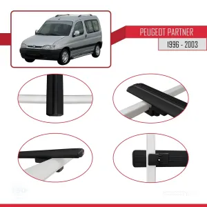 Peugeot Partner 1996-2003 Arası ile uyumlu Basic Model Ara Atkı Tavan Barı SİYAH 3 ADET - Görsel 4
