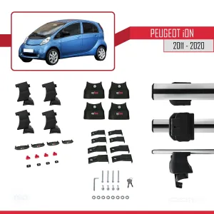 Peugeot ION 2011-2020 Arası ile uyumlu ACE-4 Ara Atkı Tavan Barı GRİ - Görsel 4