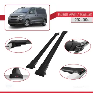 Peugeot Expert - Traveller 2017 ve Sonrası ile Uyumlu FLY Model Ara Atkı Tavan Barı SİYAH - Görsel 5