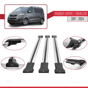 Peugeot Expert - Traveller 2017 ve Sonrası ile uyumlu FLY Model Ara Atkı Tavan Barı GRİ 3 ADET BAR thumb 5