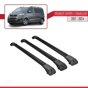 Peugeot Expert - Traveller 2017 ve Sonrası ile uyumlu ACE-1 Ara Atkı Tavan Barı SİYAH 3 ADET BAR thumb 3