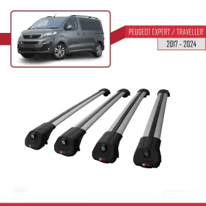 Peugeot Expert - Traveller 2017 ve Sonrası ile uyumlu ACE-1 Ara Atkı Tavan Barı GRİ 4 ADET BAR thumb 4