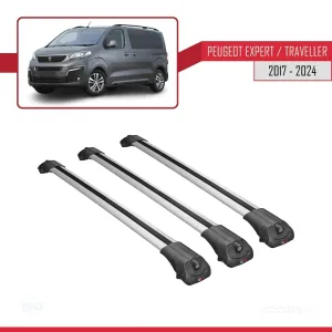Peugeot Expert - Traveller 2017 ve Sonrası ile uyumlu ACE-1 Ara Atkı Tavan Barı GRİ 3 ADET BAR thumb 3