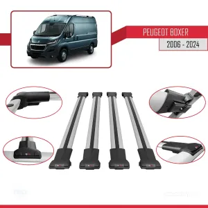 Peugeot Boxer 2006 ve Sonrası ile uyumlu FLY Model Ara Atkı Tavan Barı GRİ 4 ADET BAR thumb 5