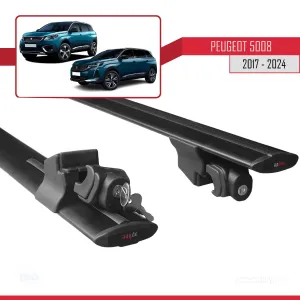 Peugeot 5008 2017 ve Sonrası ile uyumlu HOOK Model Anahtar Kilitli Ara Atkı Tavan Barı SİYAH thumb 5