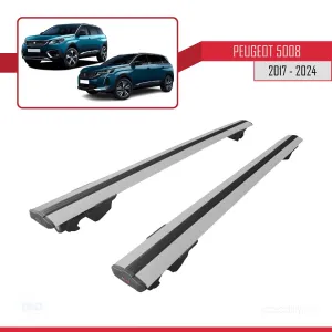 Peugeot 5008 2017 ve Sonrası ile uyumlu HOOK Model Anahtar Kilitli Ara Atkı Tavan Barı GRİ thumb 4