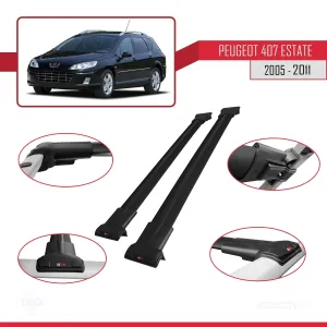 Peugeot 407 ESTATE 2005-2011 Arası ile uyumlu FLY Model Ara Atkı Tavan Barı SİYAH thumb 5