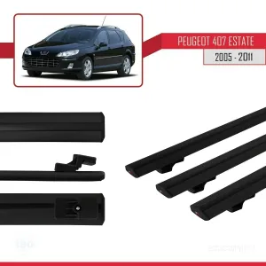 Peugeot 407 ESTATE 2005-2011 Arası ile uyumlu Basic Model Ara Atkı Tavan Barı SİYAH 3 ADET thumb 3