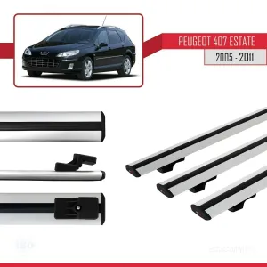 Peugeot 407 ESTATE 2005-2011 Arası ile uyumlu Basic Model Ara Atkı Tavan Barı GRİ 3 ADET - Görsel 3
