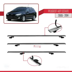 Peugeot 407 ESTATE 2005-2011 Arası ile uyumlu Basic Model Ara Atkı Tavan Barı GRİ 3 ADET - Görsel 5