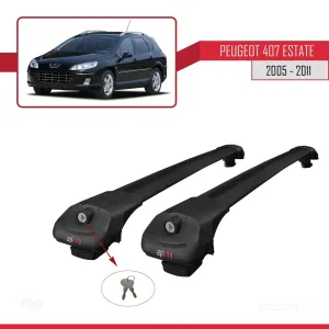 Peugeot 407 ESTATE 2005-2011 Arası ile uyumlu ACE-1 Ara Atkı Tavan Barı SİYAH thumb 4