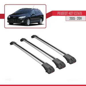 Peugeot 407 ESTATE 2005-2011 Arası ile uyumlu ACE-1 Ara Atkı Tavan Barı GRİ 3 ADET BAR thumb 3