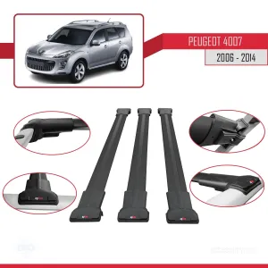 Peugeot 4007 2006-2014 Arası ile Uyumlu FLY Model Ara Atkı Tavan Barı SİYAH 3 ADET BAR - Görsel 5