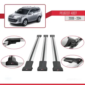 Peugeot 4007 2006-2014 Arası ile Uyumlu FLY Model Ara Atkı Tavan Barı GRİ 3 ADET BAR thumb 5