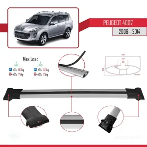 Peugeot 4007 2006-2014 Arası ile Uyumlu FLY Model Ara Atkı Tavan Barı GRİ - Görsel 4