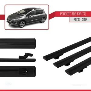 Peugeot 308 SW (T7) 2008-2013 Arası ile uyumlu Basic Model Ara Atkı Tavan Barı SİYAH 3 ADET thumb 3
