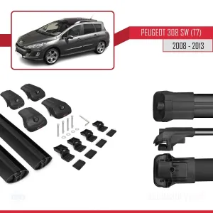Peugeot 308 SW (T7) 2008-2013 Arası ile uyumlu ACE-1 Ara Atkı Tavan Barı SİYAH thumb 5