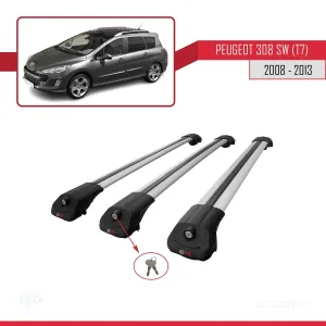 Peugeot 308 SW (T7) 2008-2013 Arası ile uyumlu ACE-1 Ara Atkı Tavan Barı GRİ 3 ADET BAR thumb 4
