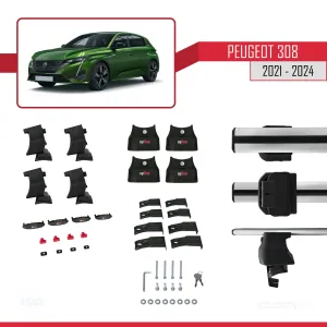 Peugeot 308 2021 ve Sonrası ile Uyumlu ACE-4 Ara Atkı Tavan Barı GRİ thumb 5