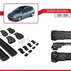 Peugeot 307 SW 2001-2008 Arası ile uyumlu ACE-1 Ara Atkı Tavan Barı SİYAH thumb 5