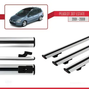 Peugeot 307 ESTATE 2001-2008 Arası ile uyumlu Basic Model Ara Atkı Tavan Barı GRİ 3 ADET - Görsel 3