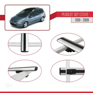 Peugeot 307 ESTATE 2001-2008 Arası ile uyumlu Basic Model Ara Atkı Tavan Barı GRİ 3 ADET - Görsel 4