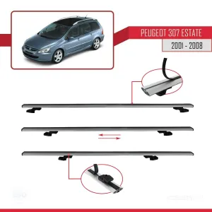 Peugeot 307 ESTATE 2001-2008 Arası ile uyumlu Basic Model Ara Atkı Tavan Barı GRİ 3 ADET - Görsel 5