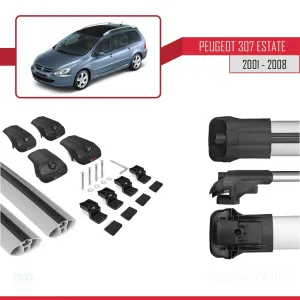 Peugeot 307 ESTATE 2001-2008 Arası ile uyumlu ACE-1 Ara Atkı Tavan Barı GRİ thumb 5