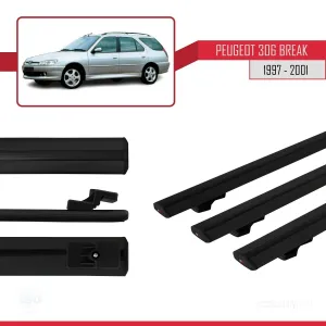 Peugeot 306 Estate 1997-2001 Arası ile uyumlu Basic Model Ara Atkı Tavan Barı SİYAH 3 ADET - Görsel 3