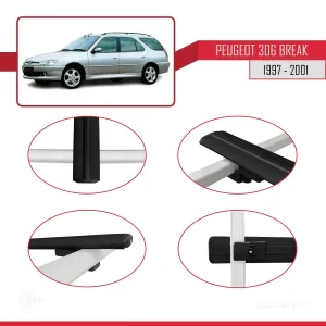 Peugeot 306 Estate 1997-2001 Arası ile uyumlu Basic Model Ara Atkı Tavan Barı SİYAH 3 ADET - Görsel 4