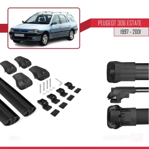 Peugeot 306 Estate 1997-2001 Arası ile uyumlu ACE-1 Ara Atkı Tavan Barı SİYAH thumb 5