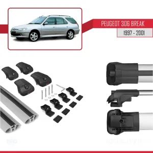 Peugeot 306 Estate 1997-2001 Arası ile uyumlu ACE-1 Ara Atkı Tavan Barı GRİ thumb 5