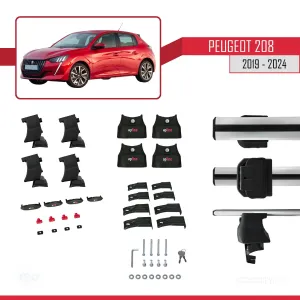 Peugeot 208/e-208 2019 ve Sonrası ile uyumlu ACE-4 Ara Atkı Tavan Barı GRİ - Görsel 5