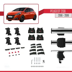 Peugeot 208 2015-2019 Arası ile uyumlu ACE-4 Ara Atkı Tavan Barı GRİ - Görsel 4