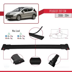 Peugeot 207 SW 2006-2014 Arası ile Uyumlu FLY Model Ara Atkı Tavan Barı SİYAH - Görsel 4