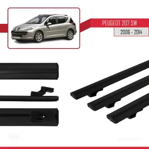 Peugeot 207 SW 2006-2014 Arası ile uyumlu Basic Model Ara Atkı Tavan Barı SİYAH 3 ADET thumb 3