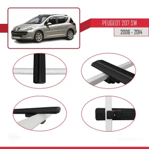 Peugeot 207 SW 2006-2014 Arası ile uyumlu Basic Model Ara Atkı Tavan Barı SİYAH 3 ADET thumb 4