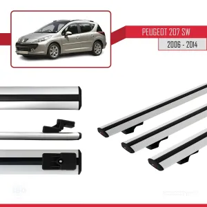 Peugeot 207 SW 2006-2014 Arası ile uyumlu Basic Model Ara Atkı Tavan Barı GRİ 3 ADET thumb 3