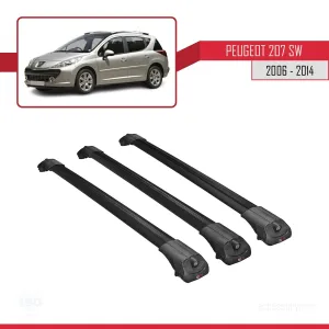 Peugeot 207 SW 2006-2014 Arası ile uyumlu ACE-1 Ara Atkı Tavan Barı SİYAH 3 ADET BAR thumb 3