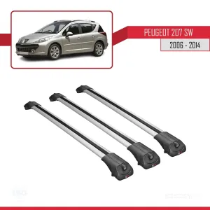 Peugeot 207 SW 2006-2014 Arası ile uyumlu ACE-1 Ara Atkı Tavan Barı GRİ 3 ADET BAR thumb 3
