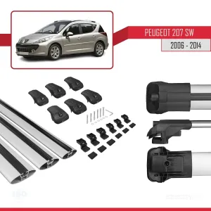 Peugeot 207 SW 2006-2014 Arası ile uyumlu ACE-1 Ara Atkı Tavan Barı GRİ 3 ADET BAR thumb 5