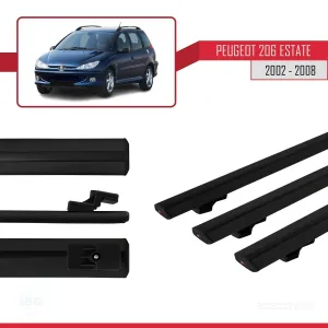 Peugeot 206 Estate 2002-2008 Arası ile uyumlu Basic Model Ara Atkı Tavan Barı SİYAH 3 ADET thumb 3
