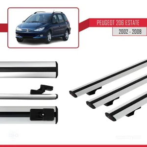 Peugeot 206 Estate 2002-2008 Arası ile uyumlu Basic Model Ara Atkı Tavan Barı GRİ 3 ADET - Görsel 3
