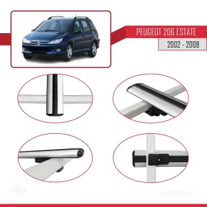 Peugeot 206 Estate 2002-2008 Arası ile uyumlu Basic Model Ara Atkı Tavan Barı GRİ 3 ADET - Görsel 4