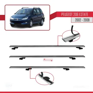 Peugeot 206 Estate 2002-2008 Arası ile uyumlu Basic Model Ara Atkı Tavan Barı GRİ 3 ADET - Görsel 5